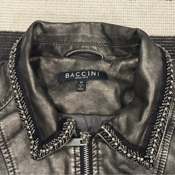 Baccini Silver Leather Motorcycle Jacket - Picture 2 of 6